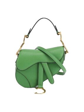Dior Green Saddle Shoulder Bag with Gold Hardware